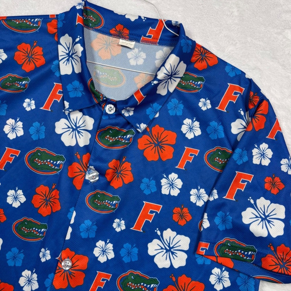 Florida Gators Hawaiian Button Shirt Men XL Blue Floral Tropical NCAA Alumni Fan
